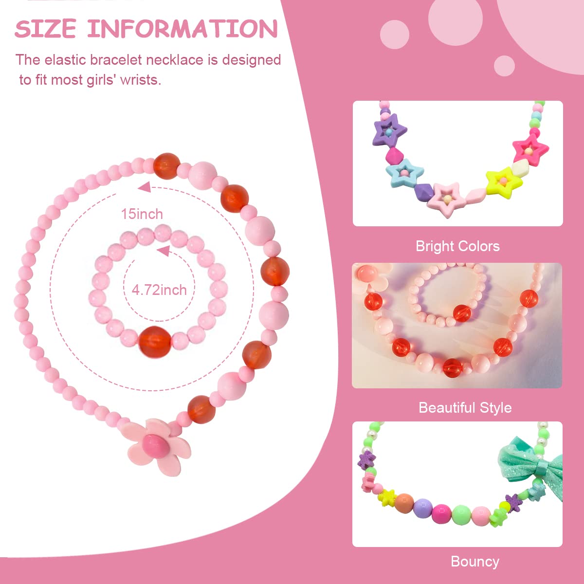 SANNIDHI® 12 Pcs Beaded Necklace Bracelet Set for Girls Combo Jewelry Set Stretch Beads Bracelets Necklaces for Girls Kids Baby Toddler Gift Princess Party Dress Up Cosplay Accessories SANNIDHI® 12 Pcs Beaded Necklace Bracelet Set for Girls Combo Jewelry Set Stretch Beads Bracelets Necklaces for Girls Kids Baby Toddler Gift Princess Party Dress Up Cosplay Accessories